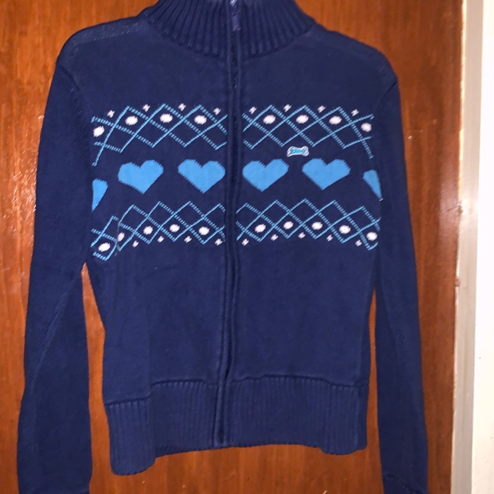 Le Tigre Vintage Blue heart sweater jacket